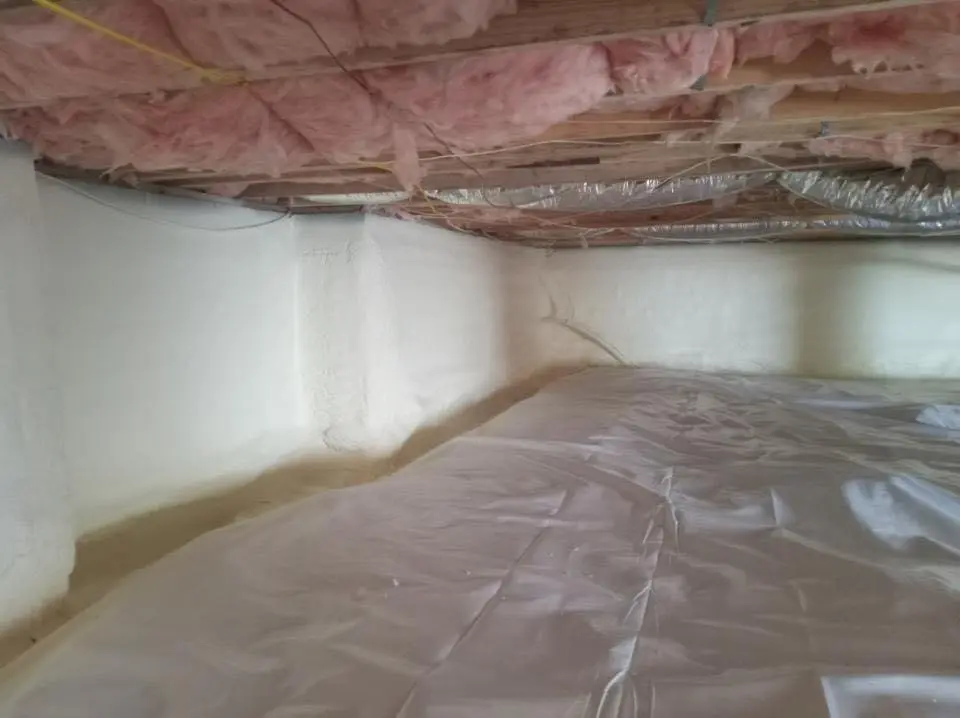 Crawl space encapsulation with closed-cell spray foam for Storm Damage Roof Repair in Union
